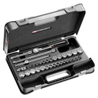 jl430amu Facom 34-Piece Imperial, Metric 3/8 in Standard Socket Set with Ratchet, 12 point