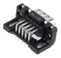 09651626812 HARTING 9 Way Right Angle Through Hole D-sub Connector Plug, 2.74mm Pitch, with 4-40 UNC Threaded Inserts, Boardlocks