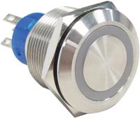 175-9743 RS PRO Illuminated Push Button Switch, Momentary, Panel Mount, 22.2mm Cutout, SPDT, White LED, 250V ac, IP67