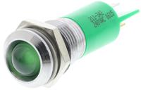 211-342 RS PRO Green Panel Mount Indicator, 240V, 14.5mm Mounting Hole Size, Solder Tab Termination, IP40