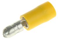 534-935 RS PRO Insulated, Yellow Crimp Bullet Connector, 2.5mm² to 6mm², 12AWG to 10AWG, 5mm Bullet diameter Male