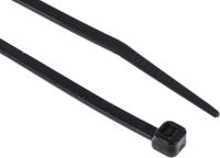 811-1596 RS PRO Cable Tie, Heat Stabilised, 203mm x 3.6 mm, Black Nylon, Pk-100