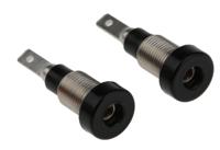 230060-21 Staubli Black Female Banana Socket, 2mm Connector, Tab Termination, 10A, 30 V, 60V dc, Silver Plating