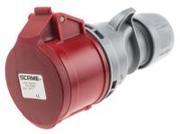 3131647-7 Scame, Optima Seven IP44 Red Cable Mount 6P + E Industrial Power Socket, Rated At 16A, 415 V