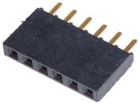 ssw-106-01-g-s Samtec SSW Series Straight Through Hole Mount PCB Socket, 6-Contact, 1-Row, 2.54mm Pitch, Solder Termination