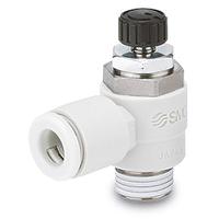 as2211fm-01-04s SMC AS2 Series Threaded Pneumatic Silencer & Exhaust Restrictor Function Fitting, R 1/8 Inlet Port, 4mm Tube Inlet