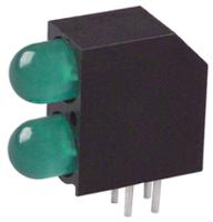 552-0222f Dialight 552-0222F, Green Right Angle PCB LED Indicator, 2 LEDs, Through Hole 2.1 V