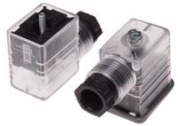 811-8203 RS PRO 2P+E DIN 43650 B, Female Solenoid Valve Connector with Indicator Light, 110 V dc Voltage