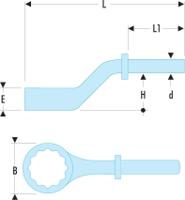 54a36 Facom 54A Series Ring Spanner, 36mm, Metric, 245 mm Overall