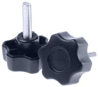 161-133 RS PRO Black Multiple Lobes Clamping Knob, M5, Threaded Stud