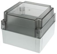 pc-125100-ht-enclosure Fibox MNX Series Grey Polycarbonate Enclosure, IP66, IP67, Smoked Transparent Lid, 130.1 x 130.1 x 100mm