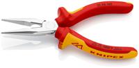 25-06-160 Knipex Long Nose Pliers, 160 mm Overall, Straight Tip, VDE/1000V, 50mm Jaw