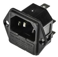 pf000263 Bulgin C14 Panel Mount IEC Connector Male, 10A, 250 V, Fuse Size 5 x 20mm