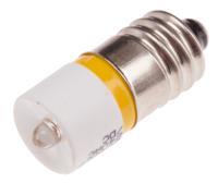 204-805 RS PRO Yellow LED Indicator Lamp, 24V ac/dc, E10 Base, 10mm Diameter, 630mcd