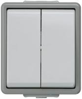 5ta4705 Siemens Grey Rocker Light Switch, 1 Way, 2 Gang, Delta