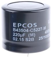 b43509c5227m060 EPCOS 220μF Aluminium Electrolytic Capacitor 450V dc, Snap-In - B43509C5227M060