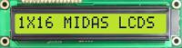 mc11609a6w-sptly-v2 Midas MC11609A6W-SPTLY-V2 Alphanumeric LCD Display, Black on Yellow/Green, 1 Row by 16 Characters, Transflective