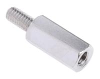 806-6727 RS PRO Standoff, M4 x M4 Thread, 15mm Body, Brass, Male/Female, 8mm Stud