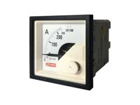186-2421 RS PRO Analogue Panel Ammeter 10 (Input) A, 250/5 (CT) A, 500 (Scle) A AC, 45mm x 45mm, 1 % Moving Iron