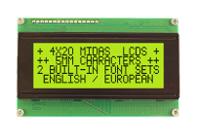 mc42005a6wk-sptly-v2 Midas MC42005A6WK-SPTLY-V2 Alphanumeric LCD Alphanumeric Display, 4 Rows by 20 Characters