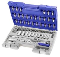 e031806 Expert by Facom 61-Piece Metric 3/8 in Deep Socket/Standard Socket/Bit Set with Ratchet, 6 point; 12 point; Hex Bit;