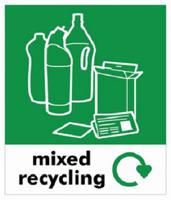 286-113 RS PRO Vinyl Adhesive Green, White Safe Conditions Sign, Mixed Recycling, English