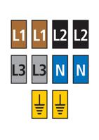 561-02300-wic2-l1l2l3nearth-pa66-mix HellermannTyton WIC Snap On Clip On Cable Marker, assorted colours, Pre-printed "Earth Symbol, L1, L2, L3, N", 2.8