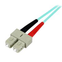 a50fblcsc1 StarTech.com LC to SC Duplex Multi Mode OM3 Fibre Optic Cable, 3mm, Light Blue, 1m
