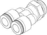 qsy-g14-6 Festo Y Threaded Adaptor, G 1/4 Male to G 1/4 Male, Threaded-to-Tube Connection Style, 186181