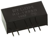 rd-1205d Recom RD DC-DC Converter, ±5V dc/ ±200mA Output, 10.8 → 13.2 V dc Input, 2W, Through Hole, +85°C Max Temp -40°C