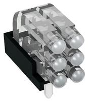 12962023 1296.2023 MENTOR, PCB Mounted 6-Way Right Angle LED Light Pipe, Tri-Level-Row Clear Dome Lens