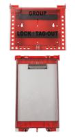 26-grouplb-redpermit-display-station Brady Red 27-Lock Plastic Group Lockout & Permit Control, 11.94mm Shackle