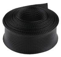 408-227 RS PRO Expandable Braided PET Black Cable Sleeve, 50mm Diameter, 5m Length