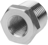 1863-21-13 Legris Stainless Steel Pipe Fitting, Straight Hexagon Reducer, Male R 1/2in x Female G 1/4in
