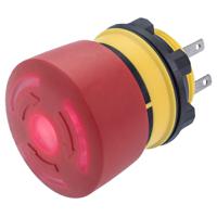 84-52412b20 EAO 84 Series Twist Release Illuminated Emergency Stop Push Button, Panel Mount, 22mm Cutout, 2NC, IP65, IP67