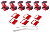 taglock-480600v-clamp-on-brkr-lo-pk6 Brady Red 1-Lock Polypropylene Fibreglass Reinforced Nylon Circuit Breaker Switch Lockouts, 7.14mm Shackle