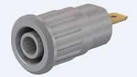233120-28 Staubli Grey Female Banana Socket, 4 mm Connector, Press Fit Termination, 24A, 1000V, Gold Plating