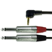 103-321-702 Van Damme Male 3.5mm Stereo Jack to Male RCA x 2 Aux Cable, Black, 3m