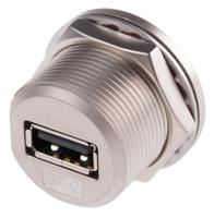 122-3022 RS PRO Straight, Panel Mount, Socket- Single Port Type A IP68 USB Connector