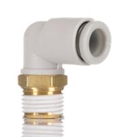 kq2l06-01as SMC KQ2 Series Elbow Threaded Adaptor, R 1/8 Male to Push In 6 mm, Threaded-to-Tube Connection Style