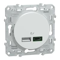 s520403 Schneider Electric Straight, Flush Mount, Socket Type USB A + C IP20 USB Connector