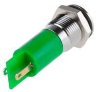 211-320 RS PRO Green Panel Mount Indicator, 110V ac, 14.5mm Mounting Hole Size, Solder Tab Termination, IP40