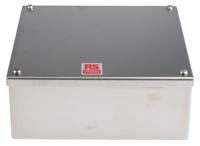 471-1631 RS PRO 316 Stainless Steel Satin Square Adaptable Enclosure Box, 220mm x 220mm x 85mm