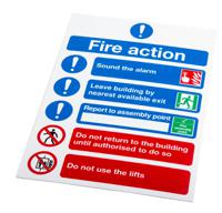 763-1888 PP Fire Safety Sign, Fire Action Instructions With English Text