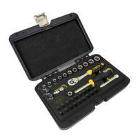 t4660 CK 36-Piece Metric 1/4 in Standard Socket/Bit Set with Ratchet, 6 point; Hex Bit; Phillips Bit; Pozidriv Bit; Slotted