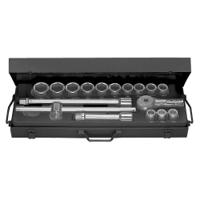 k415e Facom 14-Piece Metric 3/4 in Deep Socket Set with Ratchet, 6 point