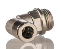 npqh-l-g38-q8-p10 Festo NPQH Series Elbow Threaded Adaptor, G 3/8 Male to Push In 8 mm, Threaded-to-Tube Connection Style, 578287