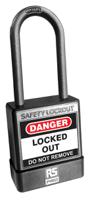 180-6829 RS PRO Black ABS, Nylon Safety Lockout Padlocks, 5mm Shackle, 46mm Attachment