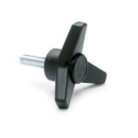 65561 Elesa  Black Glass Fibre Reinforced Polyamide Knob, M6 x 20, Threaded Stud