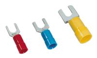 c100nrgfb1-5 MECATRACTION NRGF Insulated Fork Terminal, 17AWG to 14AWG, 5mm Stud Size Polyamide, Blue, Red, Yellow